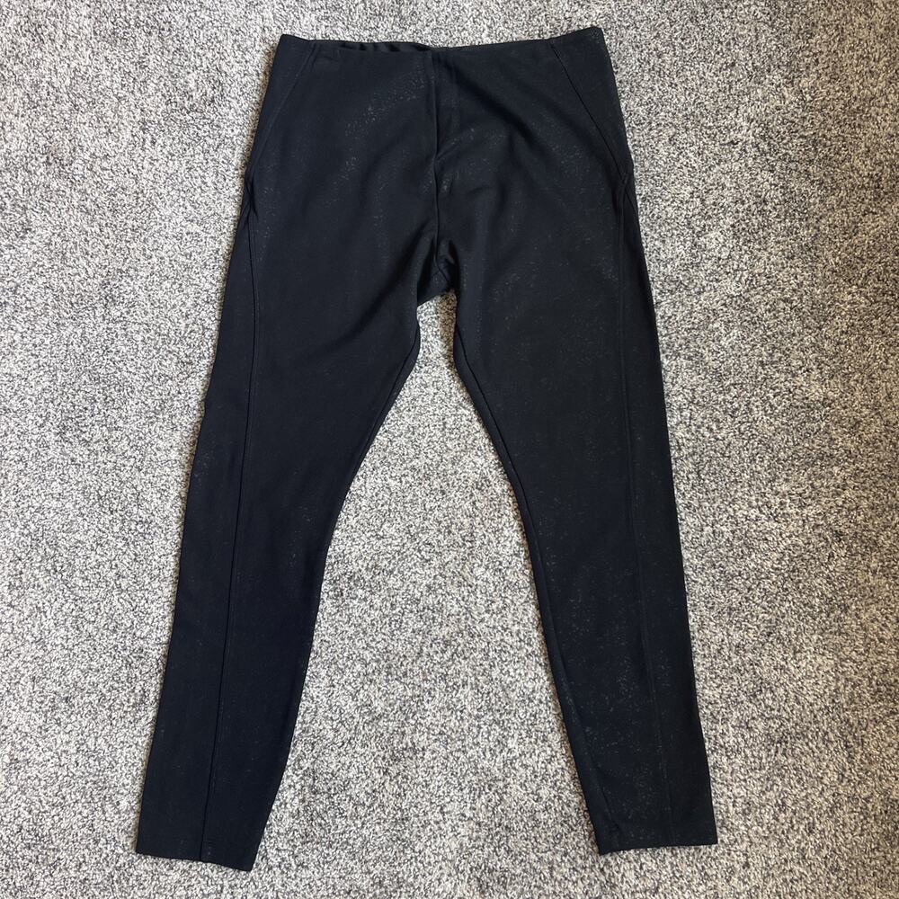 Lysse’ Women’s Pull On Ponte Knit Leggings Two Tone Black Large